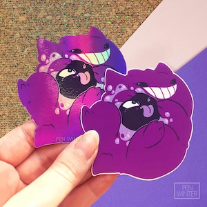 Adesivo Gengar e Gastly, vinile olografico