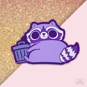 Purple Raccoon car/kitchen magnet 3"