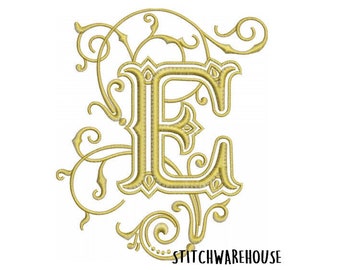 Elegante ricamo con lettera E: monogramma vintage (download digitale)