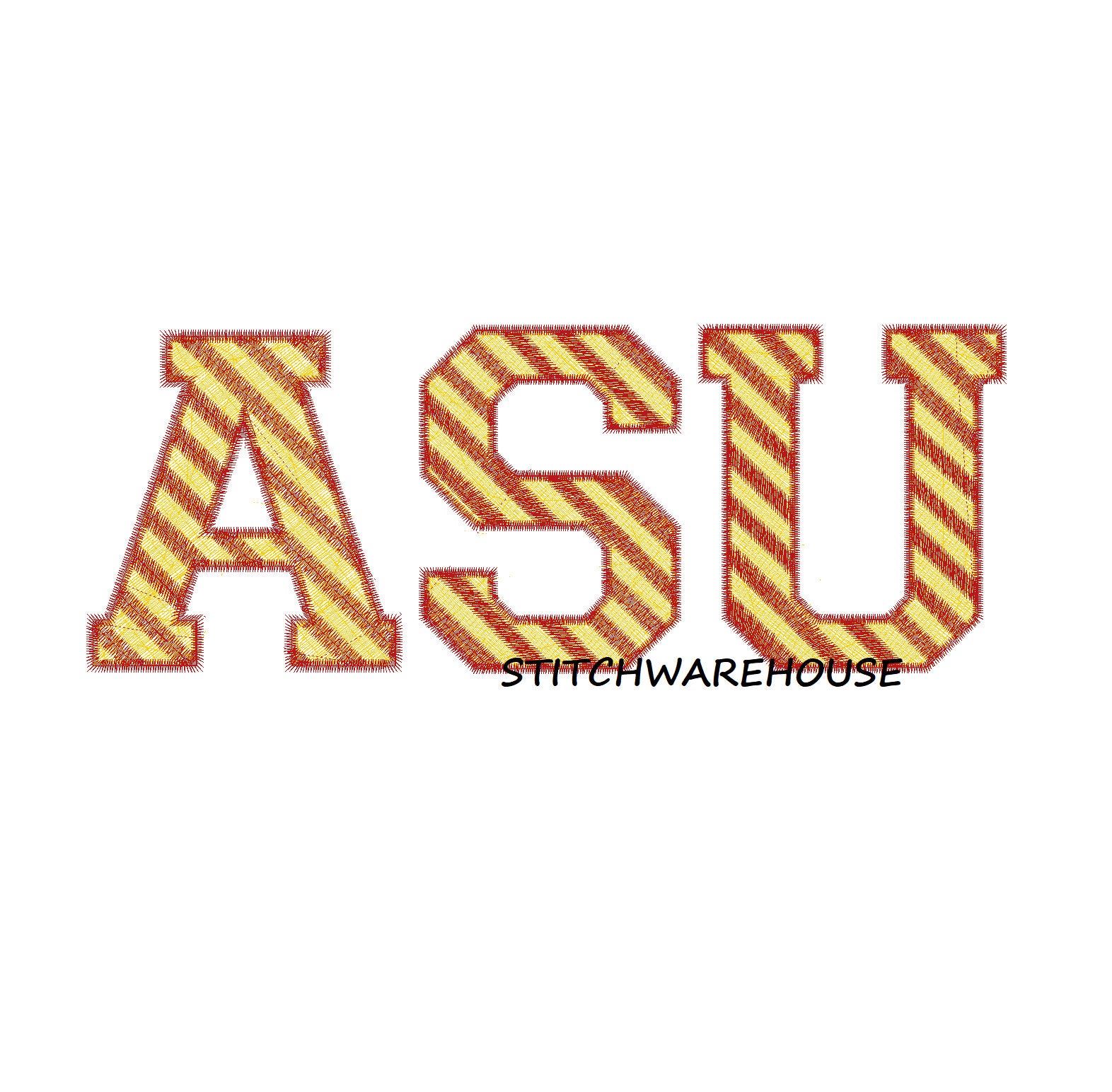 ASU Stripe Monogram Machine Embroidery Design Alabama Albany Angelo