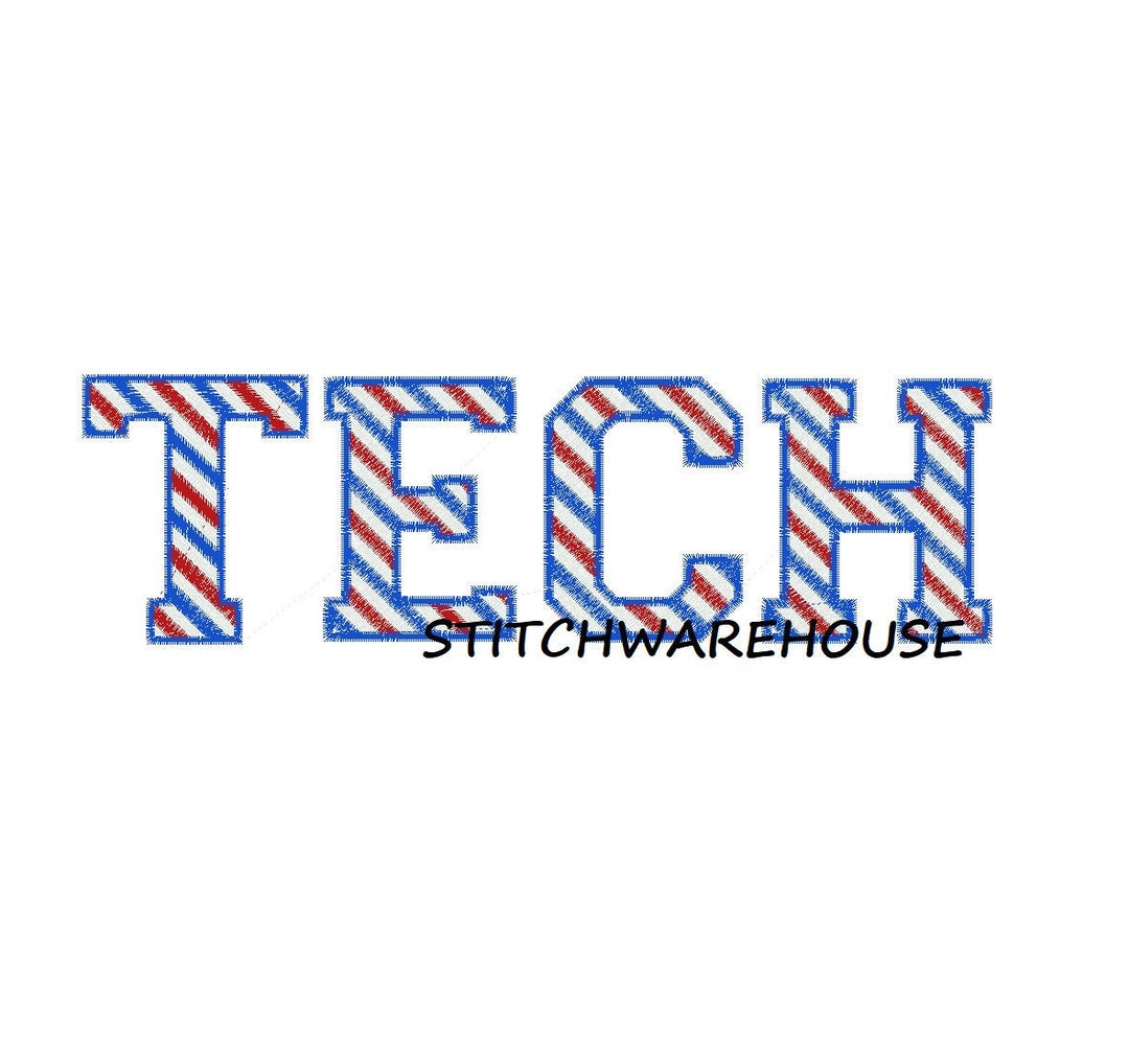 TECH Stripe Lettering Machine Embroidery Design (lg Size) (digital ...