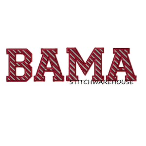 BAMA Stripe, Lg size, Machine Embroidery Design Football Baseball Basketball Golf Swim Team Tennis Logo NOT a Patch