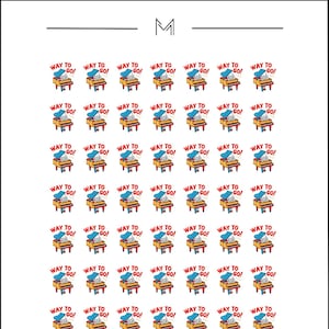 Way to Go-stickers - pianostickers - bemoedigende stickers - stickers met muziekthema - beloningsstickers - beloningen pianoles - pianoleraar