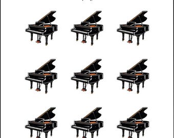 Piano Stickers Set - 3 Sheets of 2" Music-Themed Stickers - Practice, Notes, Planner Stickers for Musicians & Teachers - Piano Recital