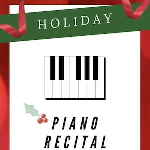 Editable Piano Recital Program Template - Printable Music Program - Digital Download for Recital - Christmas Program - Holiday Event Program