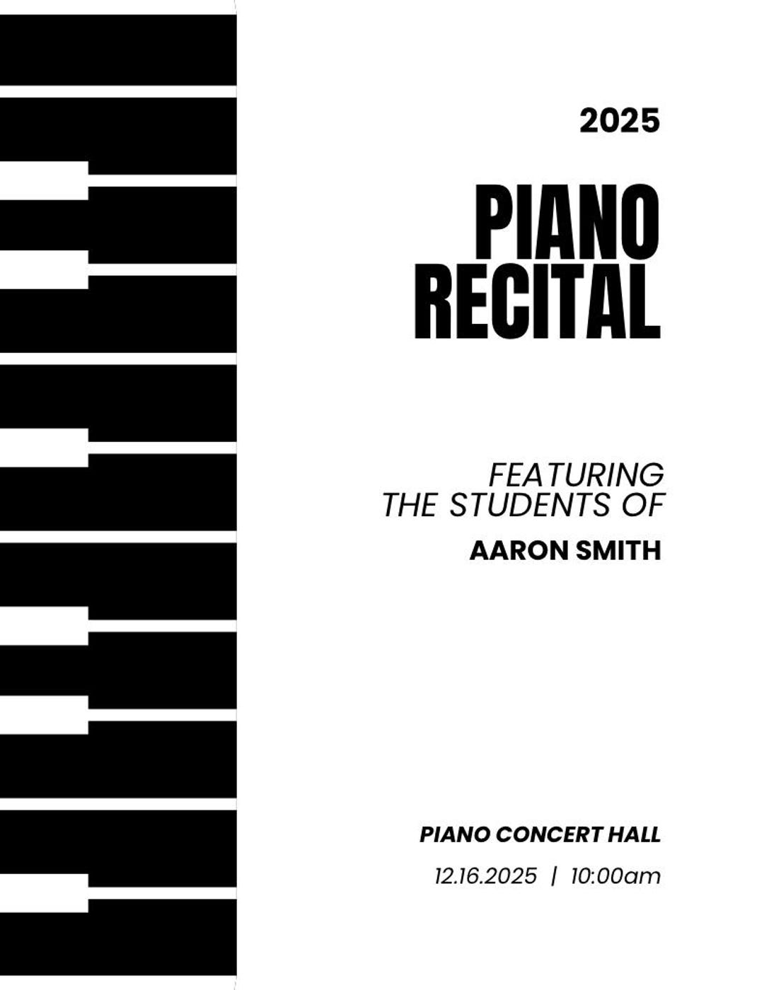 Editable Modern Program - Piano Recital Program - Music Teacher ...
