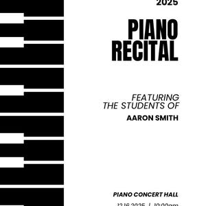 Editable Modern Program - Piano Recital Program - Music Teacher Resource - Recital Program Template - Printable Program - Piano Studio