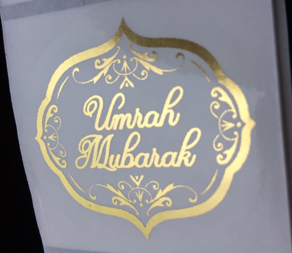 35 Black /& Gold Foil Umrah Mubarak Stickers38mmGloss Paper