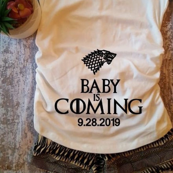 Maternity, Baby is Coming Maternity, Pregnancy Shirt, Preggers Shirt, Baby Shower Gift, House Stark, Winter is Coming