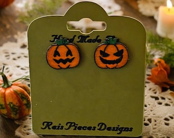 Sieraden, Halloween-oorbellen, Houten knop, Handgemaakt