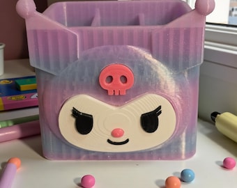 3D Printed Cute Pastel Character Desk Organizer – Multi-Compartment Pen Holder | Kawaii Stationery Storage Box | Vanity Makeup Organizer