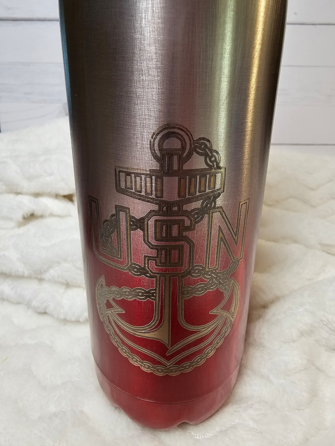 Laser Engraved Navy Senior Chief Flask main image 0