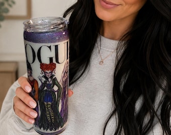 Halloween Tumbler, 20oz Purple Glitter Cup, Witchy Drinkware, Spooky Season Gift, Gothic Tumbler, Halloween Cup, Handmade Tumbler