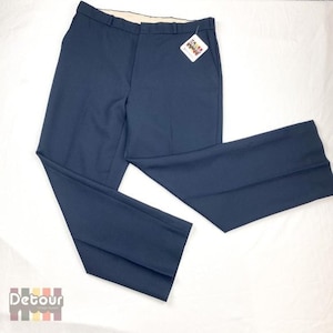 Vintage 1980s navy blue pants 80s bottoms slacks fly front trousers womens mens clothing Surge Saint Yves 35" waist gender neutral