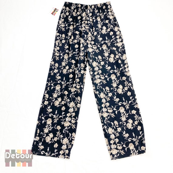 Vintage late 1990s floral pants 90s mid-high rise… - image 3