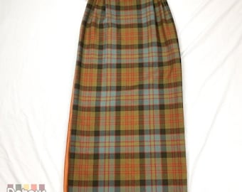 Vintage 1970s apparel 70s plaid long kilt sz extra small maxi womens wear bottoms tartan clothing Aljean of Canada dark academia fall