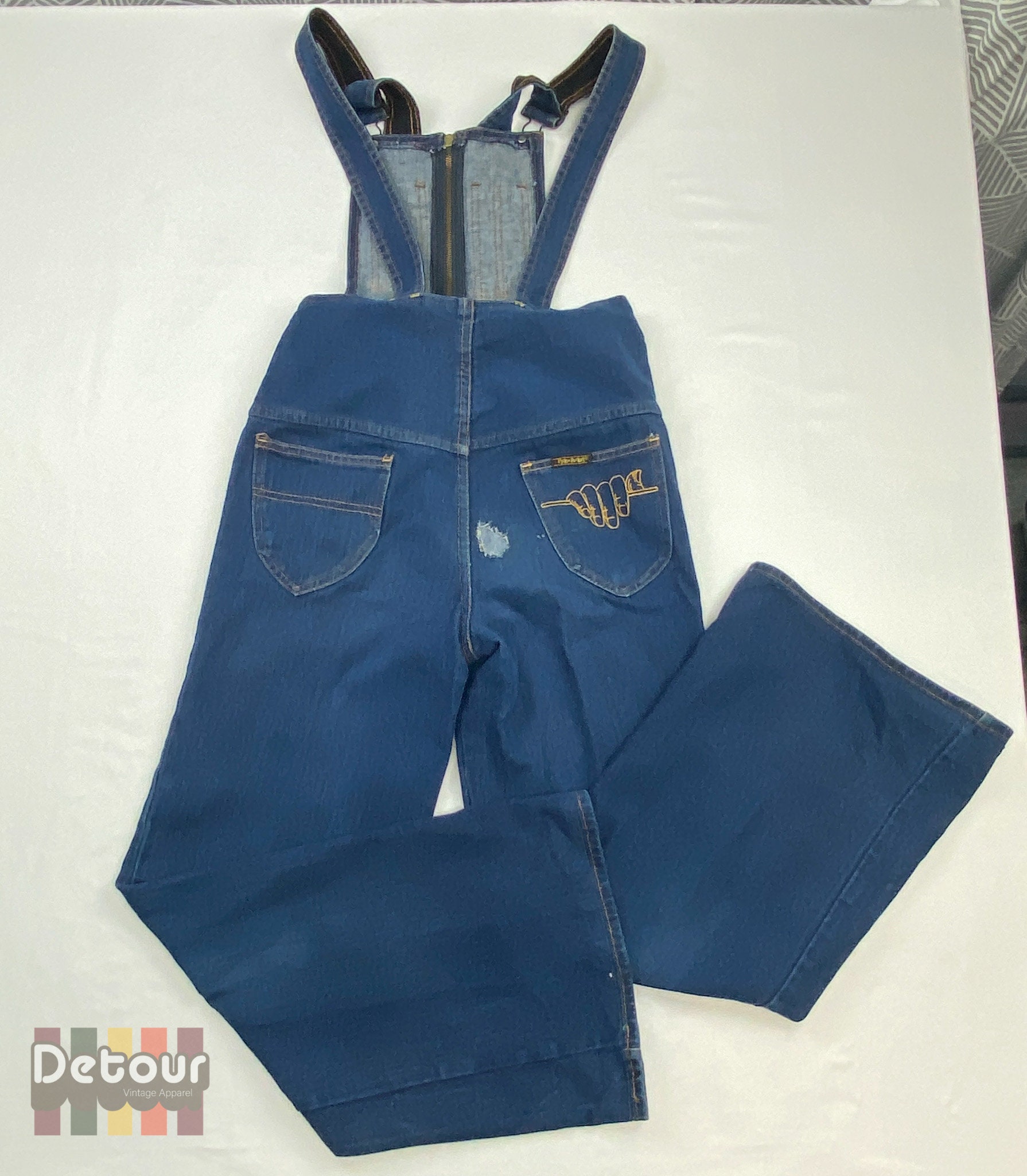 Vintage Blue Overalls 1970s Denim Coveralls 70s Wide Legged 
