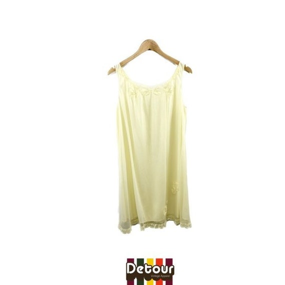 Vintage 1970s butter yellow nightgown 70s sheer n… - image 1