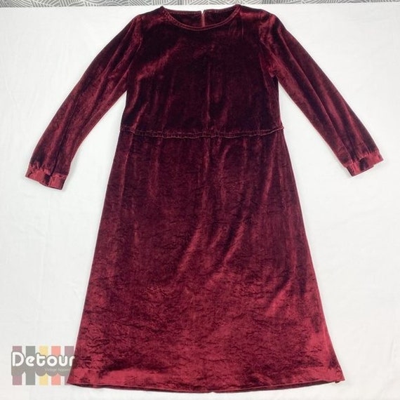 Vintage 1970s velour dress velvet gown medium coc… - image 1