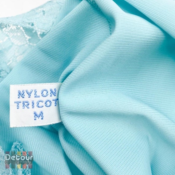 Vintage 1970s light blue nightgown 70s nylon Tric… - image 4