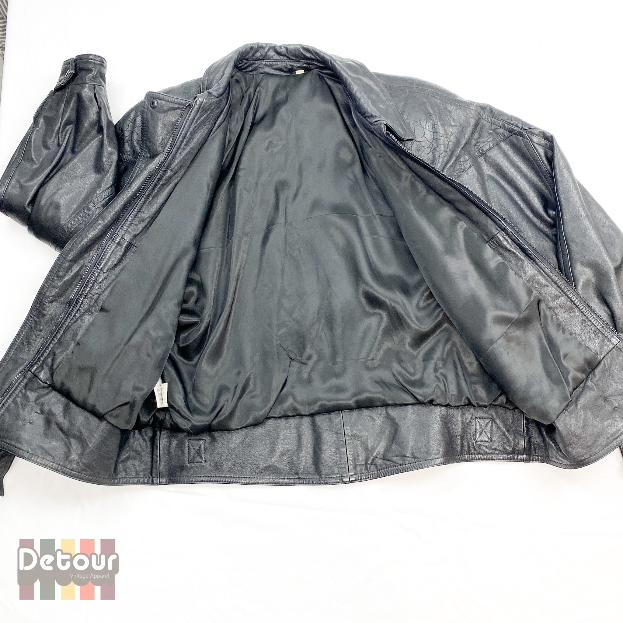 Vintage 1980s Leather Bomber, 80s Genuine Hide Coat, Extra Vintage 1980s Leather Bomber, 80s Genuine Hide Coat, Extra
