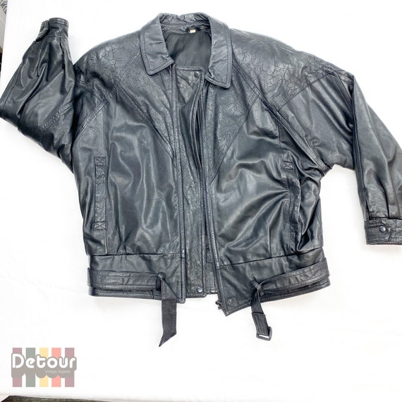 Vintage 1980s Leather Bomber, 80s Genuine Hide Coat, Extra Vintage 1980s Leather Bomber, 80s Genuine Hide Coat, Extra