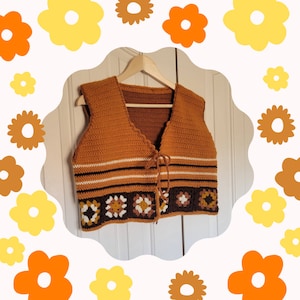 Retro style crochet vest | handmade vintage inspired granny square