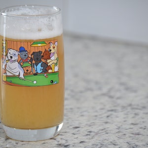 Free Shipping | Pitbulls Playing Pool | Best Craft Beer Glasses | Best IPA Glass | Best IPA Beer Glass | Dog Lovers Glassware | 17oz