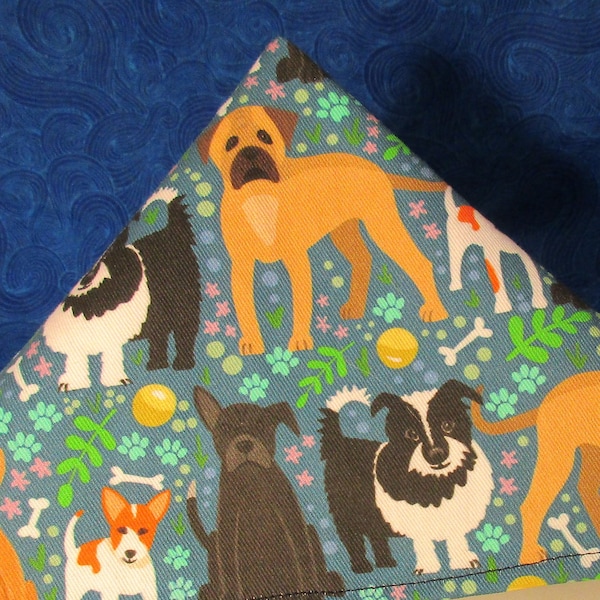 Rescue dogs cloth napkins, spoonflower light cotton twill, mixed breed, jack Russell, bull-boxer, border collie, family fun, 10.75 inches