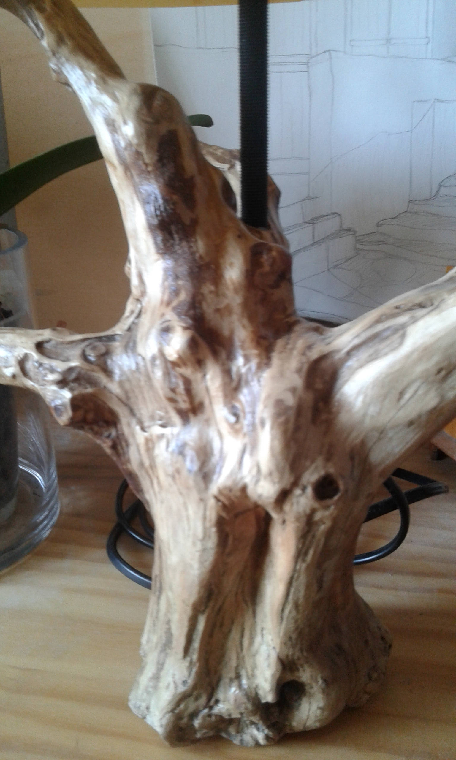 Holz aus Wacholder Nachahmung Pergament Bildschirm Lampe | Etsy