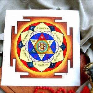 Prin-poster, Sun Yantra, Surya Yantra, Vedische astrologie, Jyotish, Mandala-poster, Vastu, Indiaas, Meditatie, OM, Sacrale geometrie, Yoga
