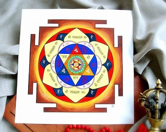 Affiche Prin, Sun yantra, Surya yantra, Astrologie védique, Jyotish, Affiche Mandala, Vastu, Indien, Méditation, OM, Géométrie sacrée, Yoga