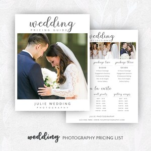 Wedding Photography Price List Template, Photographer Price List, Photography Pricing Guide Template, Pricing Guide For Wedding Photographer