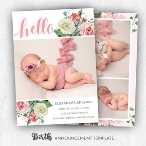 Geburtsankündigung Template, Neugeborenes Announcement Template, Neugeborenes Template for Photographer, Photographer Template, Instant Download, PSD