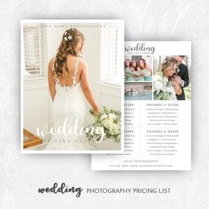 Wedding Photography Price List Template, Wedding Photography Pricing Template, Photographer Pricing Guide Template, Price List Template, PSD