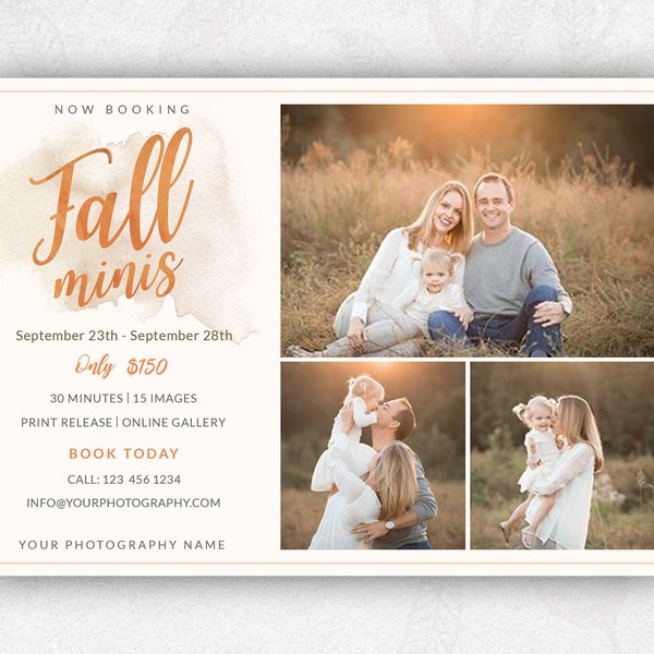 Fall Mini Sessions Template, Fall Photography Template, Autumn Mini Session Template, Autumn Photography Template, Fall Photoshop template