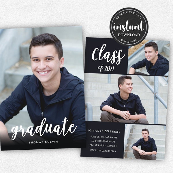 Senior Graduation Announcement Template, Graduation Template for Photographers, Senior Card for Photographers, Graduation Announcement, PSD