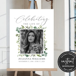 Celebration of Life Welcome Sign, Funeral Welcome Sign, Obituary Memorial Sign, Celebration of Life Decoration, Funeral Décor FDP017ZBR