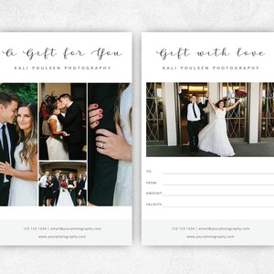 Photographie Gift Certificates Template, Photography Gift Card Template, Gift Card Template, Gift Card Card For