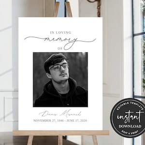 Cartello di benvenuto per la celebrazione della vita, cartello di benvenuto per il funerale, cartello commemorativo del necrologio, decorazione per la celebrazione della vita, decorazione funebre FDP020ZBR