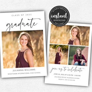 Graduation Announcement Card, Senior Graduation Template, Senior Card for Photographers, High School Card, Seniors Template, Graduation Card