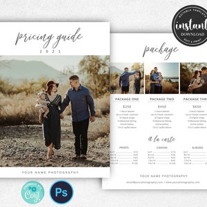 Photography Pricing Template, Pricing Guide Template, Pricing Sheet Template, Price Guide List for Photographers, Photography Pricing Guide