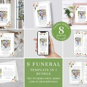 Editable Funeral Bundle, Funeral Program Bundle, Celebration of Life Package, In Loving Memory Package, Memorial Package, Funeral FDP001400