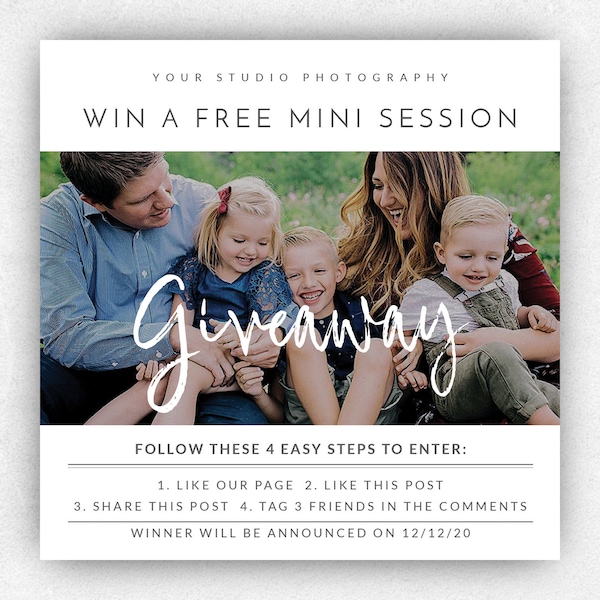 Giveaway Template, Photography Giveaway Template, Like and Share, Contest Template, Instagram Contest Template, Facebook Contest Template