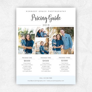 Photography Price List Template, Pricing Guide for Photographers, Photography Price Sheet, Pricing Template for Photographers, Pricing Guide