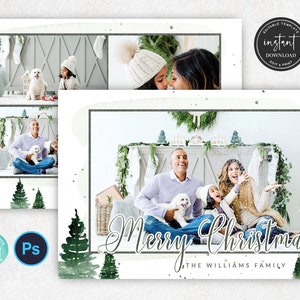 Kerstkaartsjabloon, Kerstkaartsjabloon, Familiekaarten, Vrolijke kerstkaarten, Kerstfamiliekaart, Kerstfotokaart, PSD