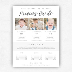 Photography Pricing Template, Photography Price List Template, Photography Price Sheet, Family Photography Price List, Pricing Template, PSD