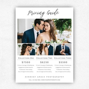 Wedding Photography Price List Template, Photography Pricing Guide Template, Photographers Price List Template, Photography Price Sheet, PSD