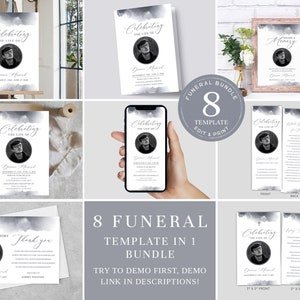 Funeral Bundle Template, Sky Funeral Memory Bundle, Blue Celebration of Life Bundle, In Loving Memory Package Suite, Funeral Set FDP001900