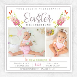 Easter Mini Session Template, Easter Minis, Easter Mini Session Marketing Board, Easter Marketing Board, 5x5 Easter Minis Instagram Template